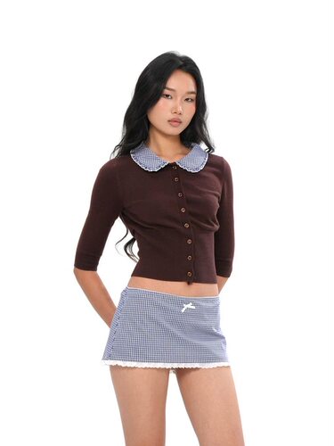 SweetChilling26春美式农场风拼接针织中袖毛衣短裤套装