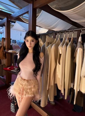 woppei woppei 2026春季新款性感辣妹风蕾丝拼接长袖上衣+半身裙