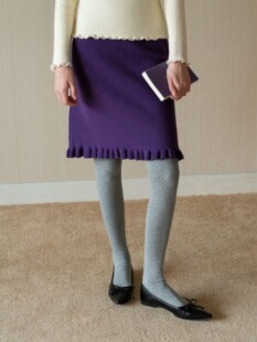 ECCKA法式气质木耳边a字高腰毛织半身裙秋冬时髦休闲简约通勤中裙