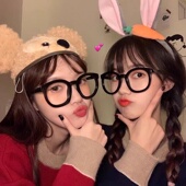 黑色粗框眼镜女大框原宿网红平光镜女圆脸显瘦素颜神器近视眼镜架