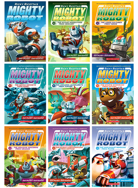 【 单本试读 好再买送大片效果音频】学乐威猛机器人Mighty Robot英文原版 全彩漫画神探狗狗内裤超人胖龙蓝蓝猫小子小彼蒂同作者