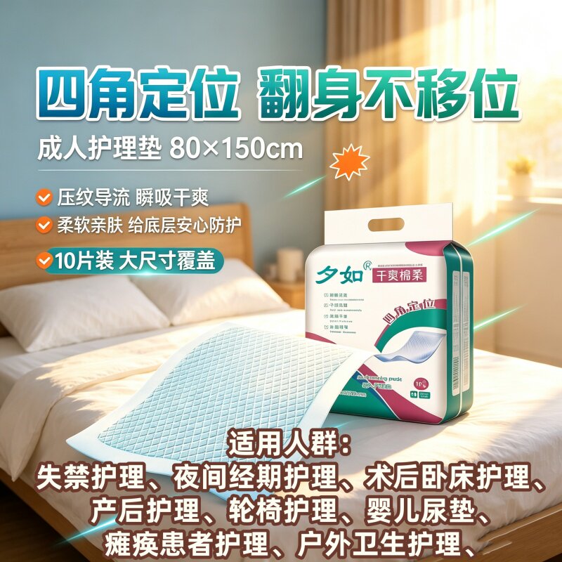 夕如80x150大尺寸防漏加厚成人护理垫老人产妇一次性干爽透气批发