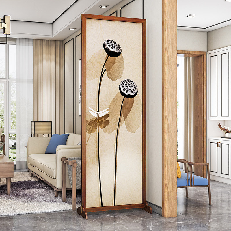 中式简易屏风隔断墙折屏客厅卧室遮挡简约现代折叠移动布家用屏障