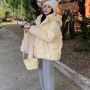 GUJI谷纪女装羽绒服女短款2025年新款冬季加厚宽松连帽小个子外套