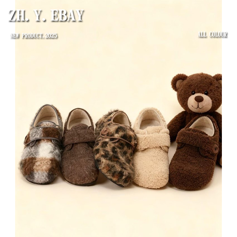 【sheii苏茵茵】纽扣小面包~保暖魔术贴羊毛毛勃肯单鞋女棉鞋冬季