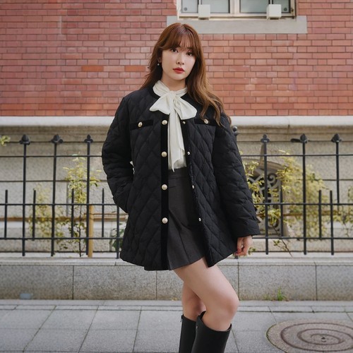 Her lip to 莉奥拉绗缝收腰羽绒服 菱格棉服简约百搭舒适显瘦冬季