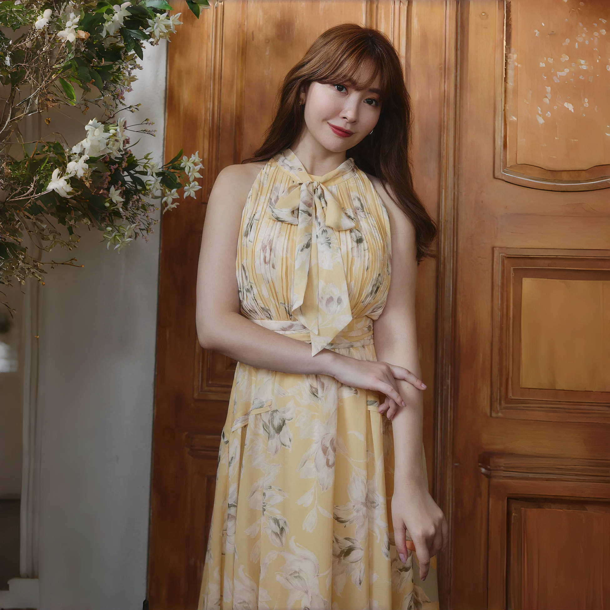 Her lip to 洛莉丝雪纺连衣裙 春夏优雅时尚度假风长裙不规则复古