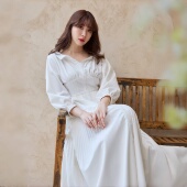 衬衫 Her 领优雅百褶A字裙宽松设计感 褶皱开襟衬衫 连衣裙 lip