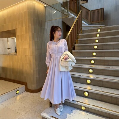 Her lip to 伊薇娜镂空蕾丝连衣裙 法式复古雪纺甜美