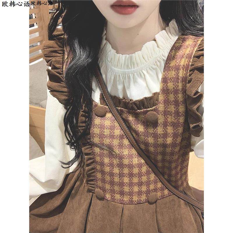 法式复古灯芯绒格纹连衣裙女秋冬季两件套森系学院风气质初恋长裙,女装/女士精品,连衣裙,淘宝优惠券,粉丝福利购,淘宝优惠卷