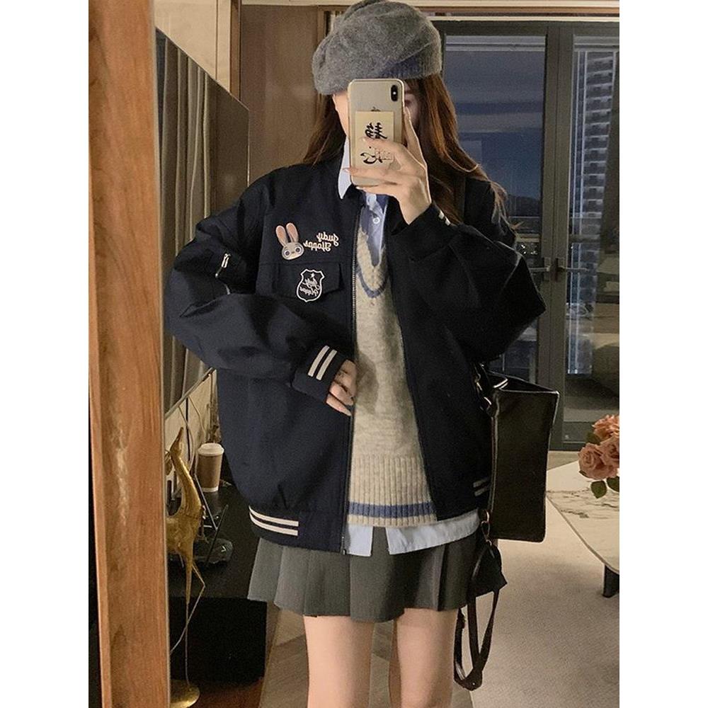 初高中学生夹克外套女2025秋季新款爆款少女美式覆古学院风棒球服