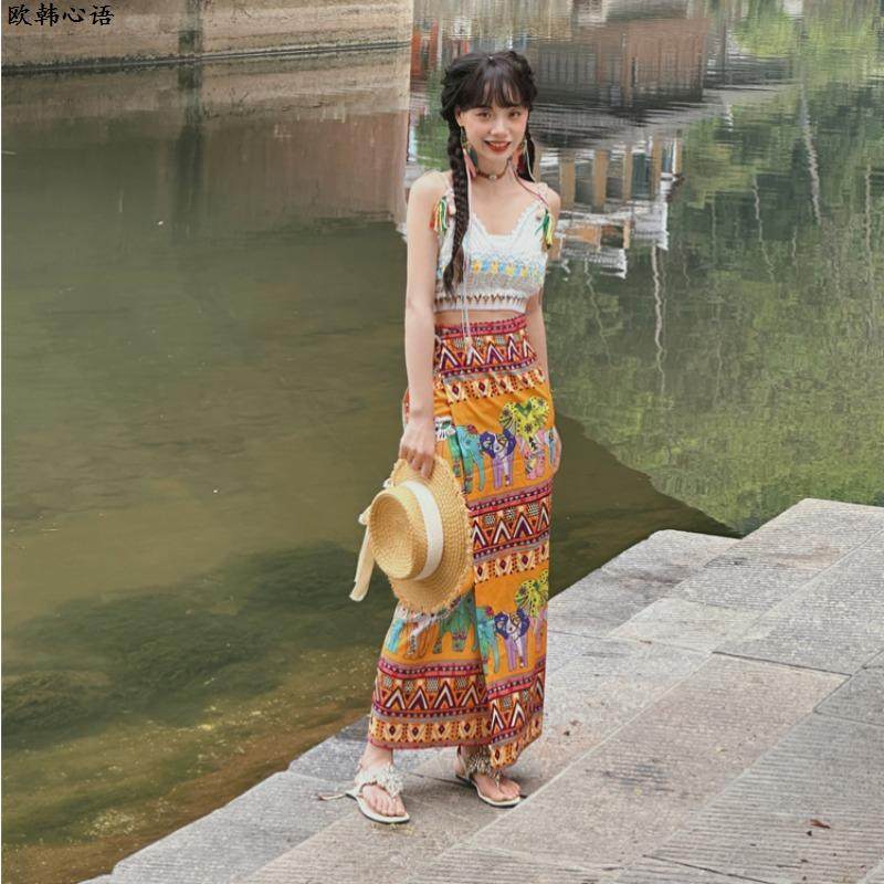 泰国大象裹裙复古民族风半身裙A字傣族垂感西双版纳旅游穿搭度假,女装/女士精品,半身裙,淘宝优惠券,粉丝福利购,淘宝优惠卷