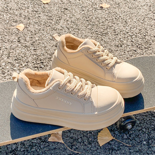 高帮加绒加厚女鞋新款2025爆款冬季学生休闲运动板鞋大头厚底棉鞋