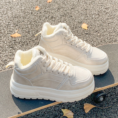 高帮加绒加厚保暖板鞋