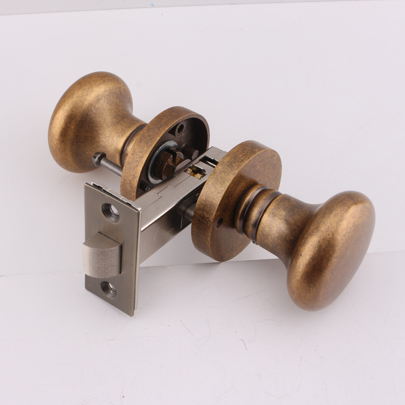 美式仿古铜分体球形锁o金色室内房门锁简欧式青古铜静音圆把手球