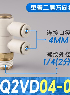 气动气管KQ2ZT6-02S万向KQ2VD8-03旋转KQ2ZD接头KQ2VT4/10-01-04