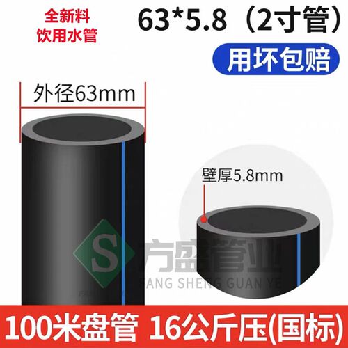 PE管 自来水管硬管4分20水管25 32塑料给水管1.6MPA50 63塑料管子