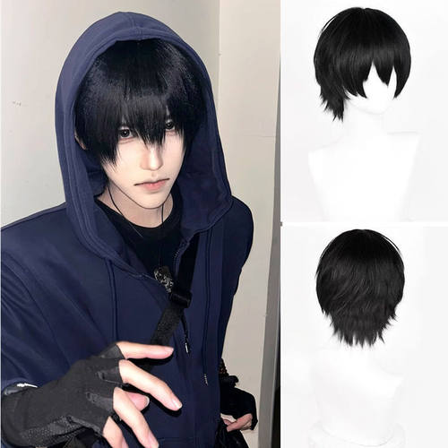 盗墓笔记闷油瓶小哥张起灵cos假发 黑色短发万用cosplay假毛 反翘