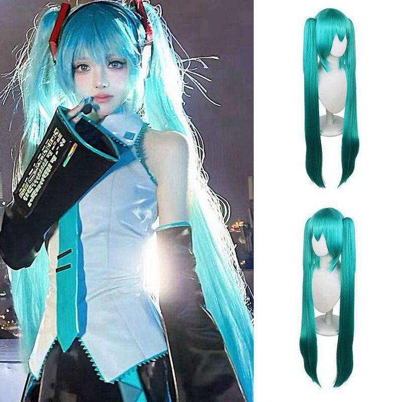 初音未来假发女长直发动漫cos假毛造型VocAloid湖蓝色全头套Miku