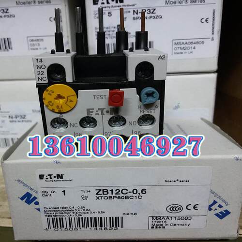 EATON MOELLER热继电器ZB12C-0.6  0.4-0.6A议价