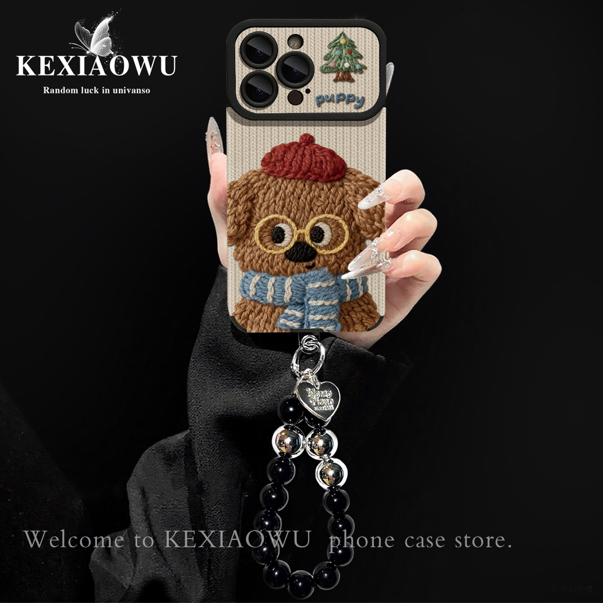 适用oppofindx7围巾小狗手机壳