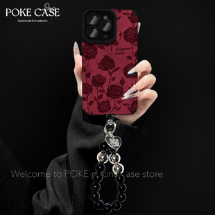 复古棘刺玫瑰瞳眼酒红毛皮适用苹果17PROMAX手机壳华为NOVA10SE荣耀400vivoy30小米15oppor17全包防摔高级