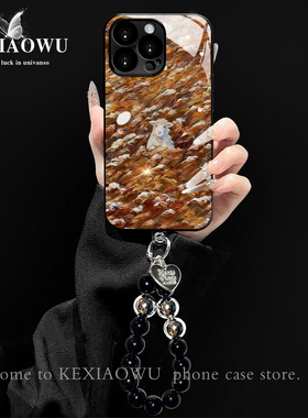 适用苹果13proma漫画小羊6/7plus钛灰电镀玻璃壳17pro中国风苹果11新款复古x/xr手机壳iphone15/16手机壳