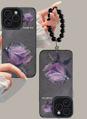 适用vivox50/x60pro紫色水晶玫瑰x27/x30贴皮壳y33s/y70s手机壳s7/s9新款s10/s12pro防摔iqooneo8/neo9高级y3
