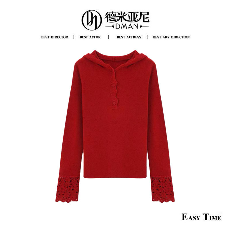 【米公子】【钩花小红帽】【258g】升级版100羊毛连帽针织衫,女装/女士精品,上衣,淘宝优惠券,粉丝福利购,淘宝优惠卷