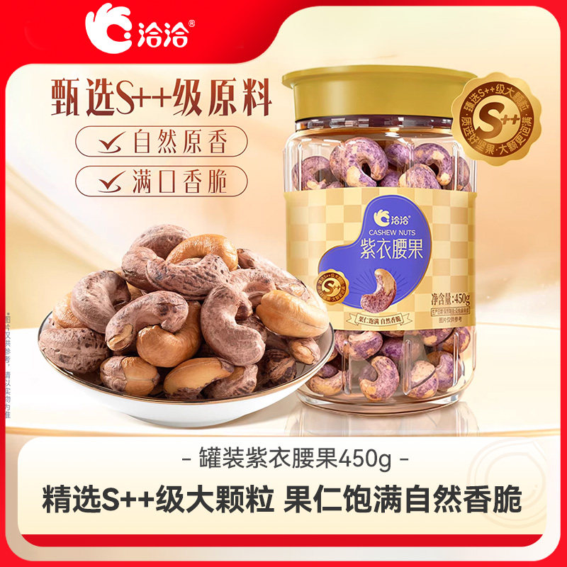 洽洽紫衣腰果450g恰恰带皮坚果干果仁罐装坚果炒货营养零食孕妇