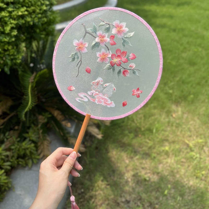 团扇古风扇子刺绣新中式国风汉服舞蹈专用双面绣苏州苏绣节日送礼