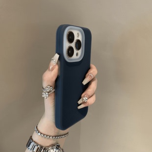 高级蓝液态果冻硅胶16pro适用iPhone15promax手机壳苹果14pro新款 13硅胶12高级感11保护套15pro防摔14男女软