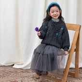 Yumi妈女童冬季 森系针织开衫 儿童立体花手工小花毛衣外套25H169