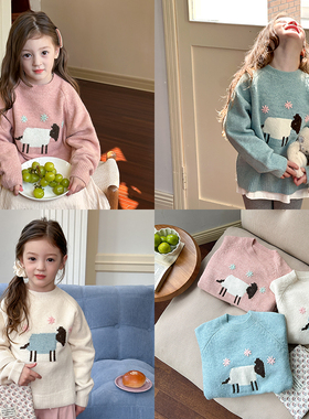 儿童秋冬软糯针织衫上衣女童韩版洋气可爱卡通小羊毛衣24Y158