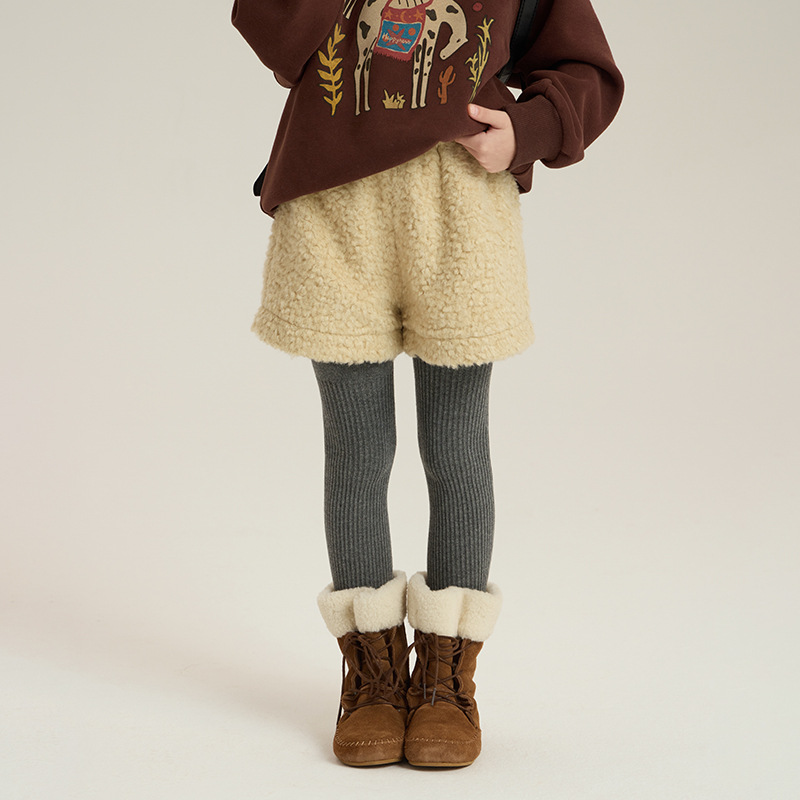秋冬季新款儿童保暖毛绒短裤