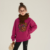 Yumi妈儿童冬新年款 25M075 男女童百搭加绒保暖字母多色卡通卫衣