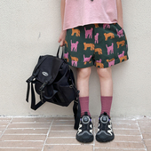 儿童潮范休闲宽松百搭满印卷边休闲短裤 Yumi妈 24U036童裤