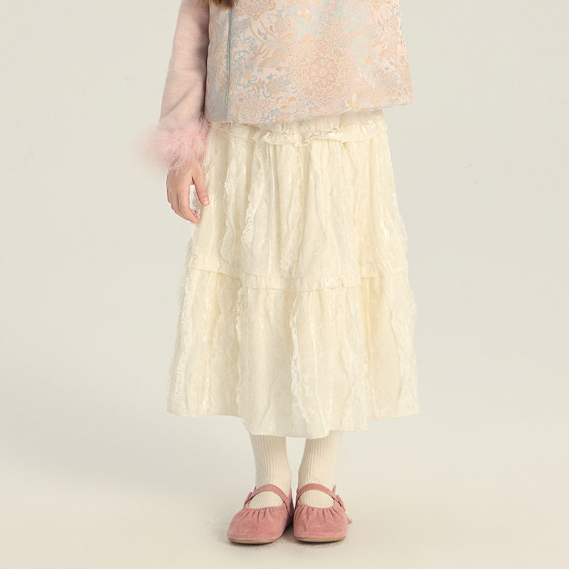 Yumi妈女童2025冬装韩版蕾丝半身裙精致百搭甜美提花长裙子25M071,童装/婴儿装/亲子装,半身裙,淘宝优惠券,粉丝福利购,淘宝优惠卷