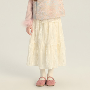 【冬装88折上新】冬装女童蕾丝半身裙精致百搭提花长裙子25M071