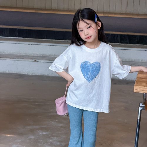 女童宽松休闲韩范爱心短袖