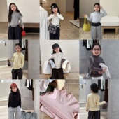 Yumi妈儿童秋季 女童宝宝黑科技保暖亲肤羊绒蛋白中领打底衫 25G057