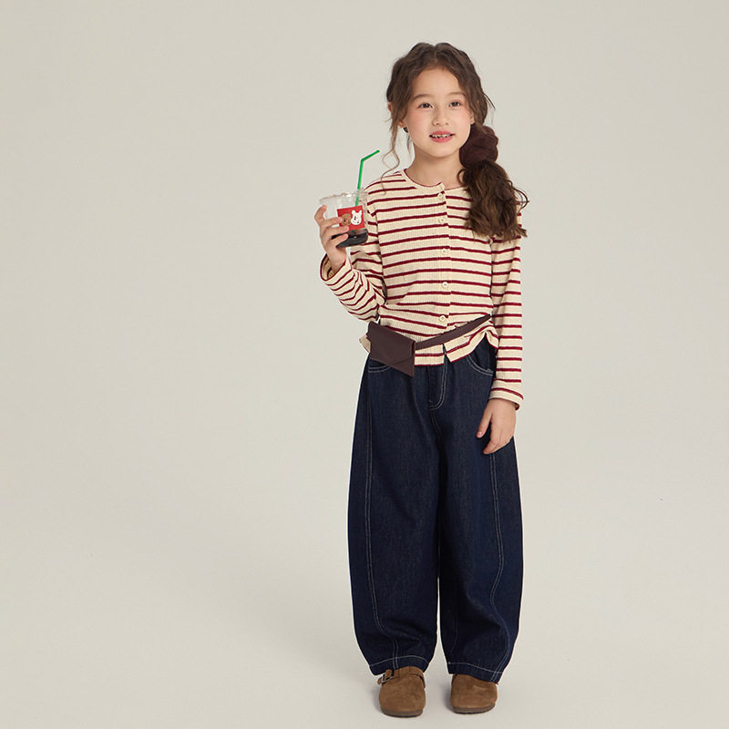 女童韩系条纹开衫百搭外套