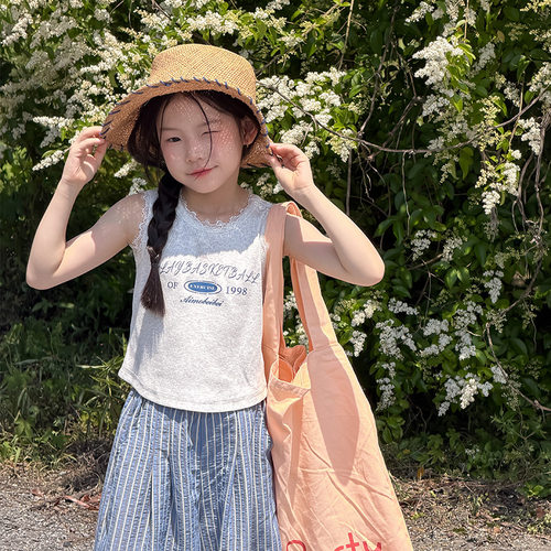 女童温柔氛围少女风蕾丝边背心