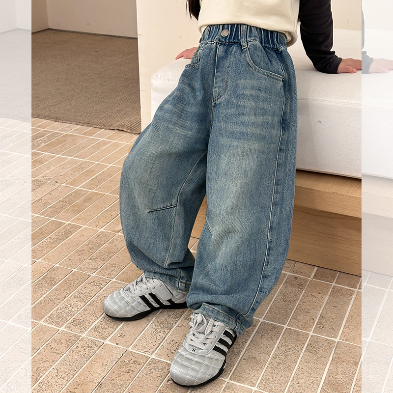 高品质好版型女童洋气复古牛仔裤