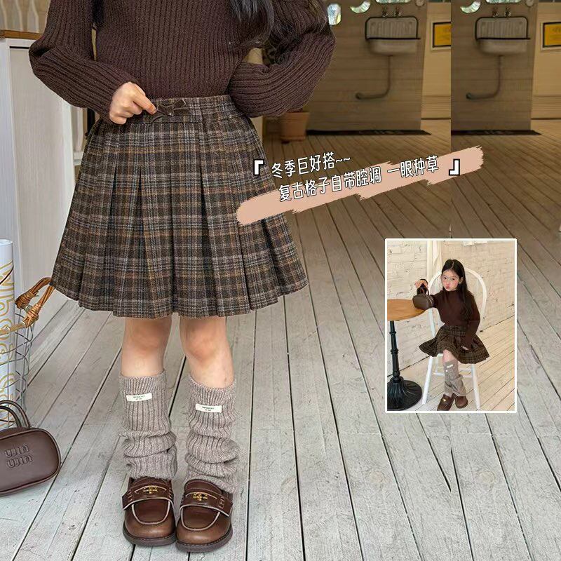 Yumi妈冬季女童洋气复古学院风毛呢短裙儿童格子半身百褶裙25K047,童装/婴儿装/亲子装,半身裙,淘宝优惠券,粉丝福利购,淘宝优惠卷