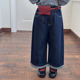 Yumi妈韩版 25F027 女童百搭微弹时髦卷边直筒牛仔裤 秋装 童裤