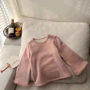 清仓 24B058 中大小女童洋气拜年服内搭加厚保暖微喇打底衫