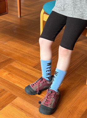 Yumi妈儿童夏季休闲瑜伽裤女童韩版时髦高弹力骑行五分裤25B012