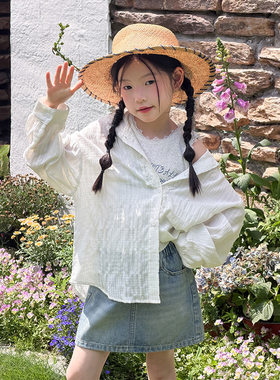 女童夏日透气防晒衬衫