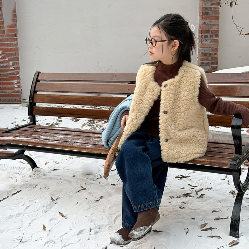 Yumi妈儿童保暖休闲坎肩外套女童宝宝洋气皮毛一体毛绒马甲25K024,童装/婴儿装/亲子装,普通外套,淘宝优惠券,粉丝福利购,淘宝优惠卷